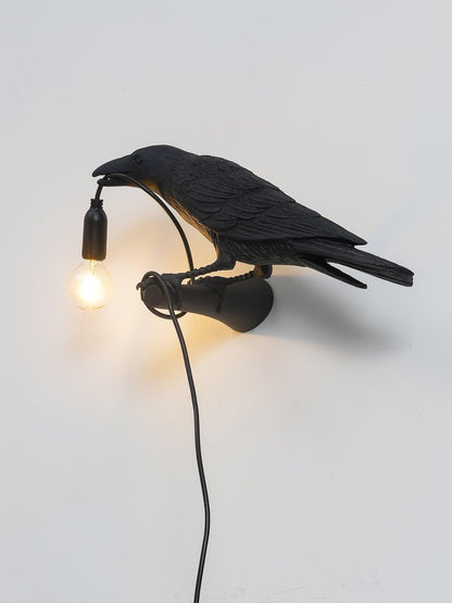 Bird Wall Light - LED Resin Ravens - Indoor Decor