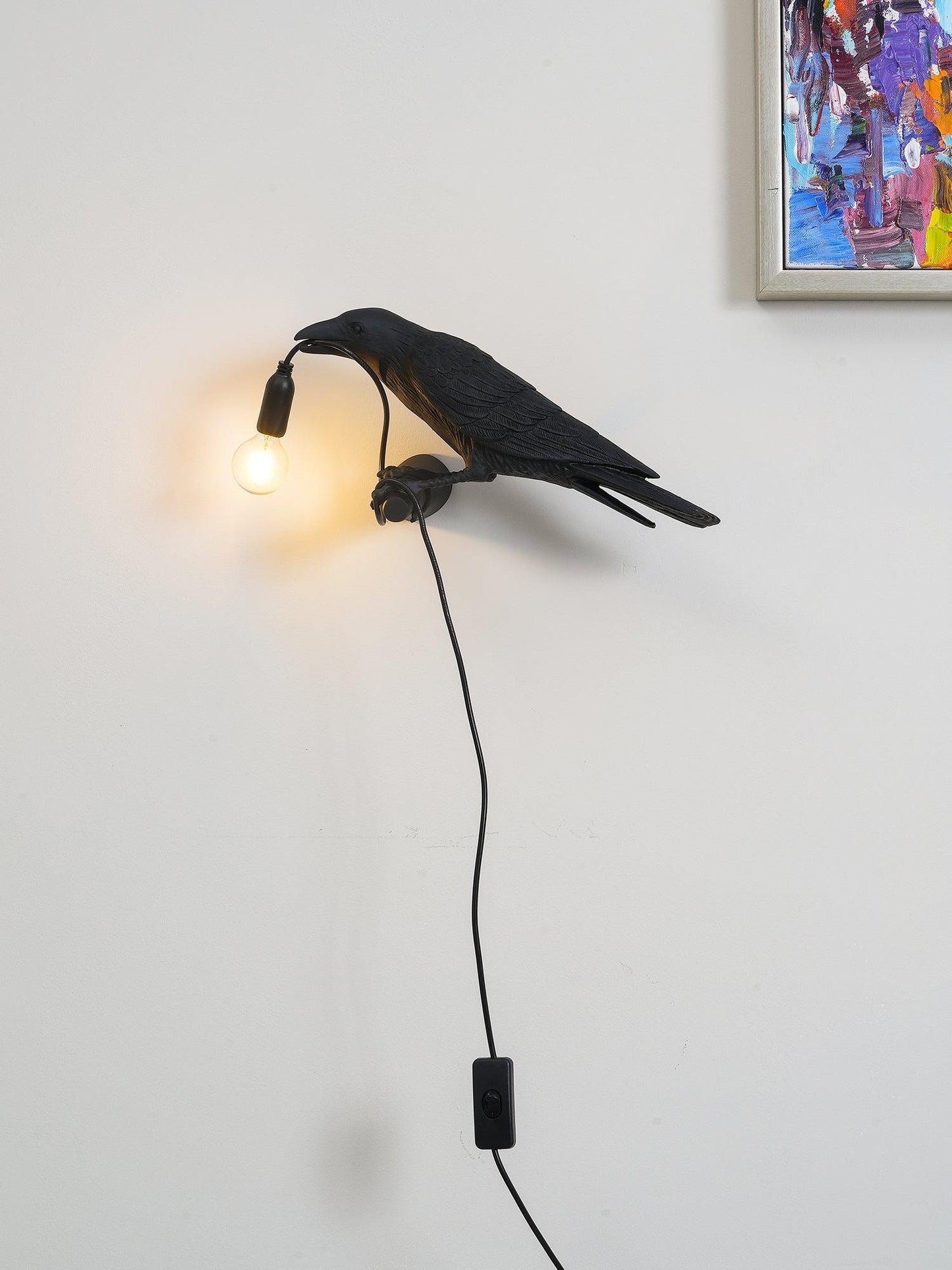 Bird Wall Light - LED Resin Ravens - Indoor Decor