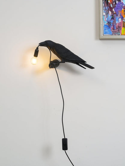 Bird Wall Light - LED Resin Ravens - Indoor Decor