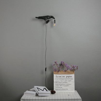 Bird Wall Light - LED Resin Ravens - Indoor Decor