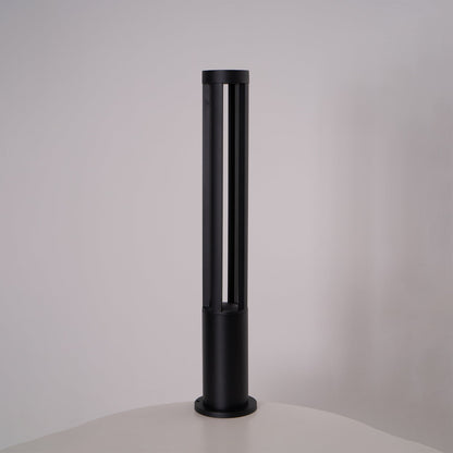 Black Cylindrical Solar Outdoor Post Light - Waterproof LED