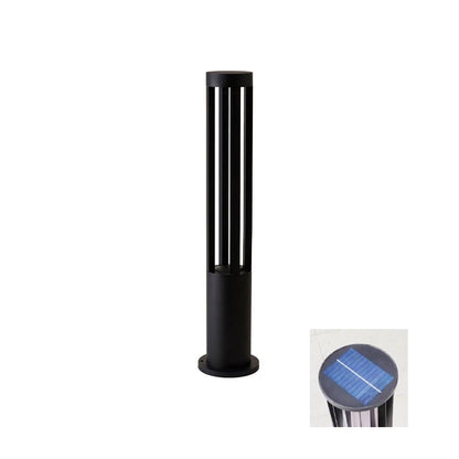 Black Cylindrical Solar Outdoor Post Light - Waterproof LED
