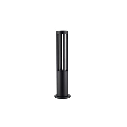 Black Cylindrical Solar Outdoor Post Light - Waterproof LED