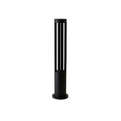 Black Cylindrical Solar Outdoor Post Light - Waterproof LED