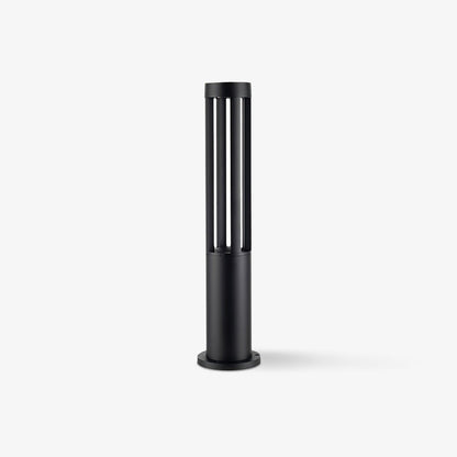 Black Cylindrical Solar Outdoor Post Light - Waterproof LED