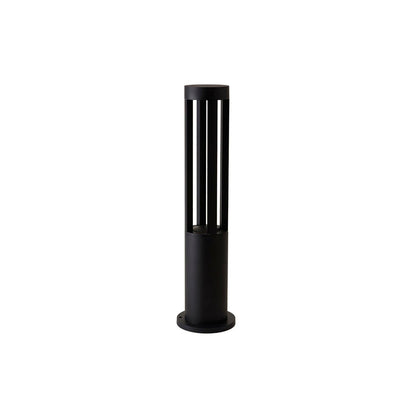 Black Cylindrical Solar Outdoor Post Light - Waterproof LED