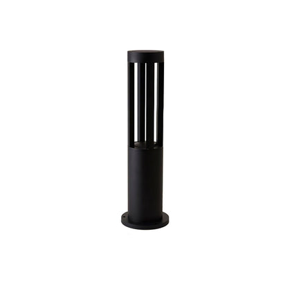 Black Cylindrical Solar Outdoor Post Light - Waterproof LED