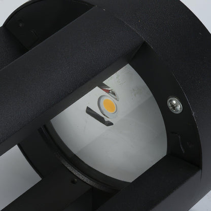 Black Cylindrical Solar Outdoor Post Light - Waterproof LED