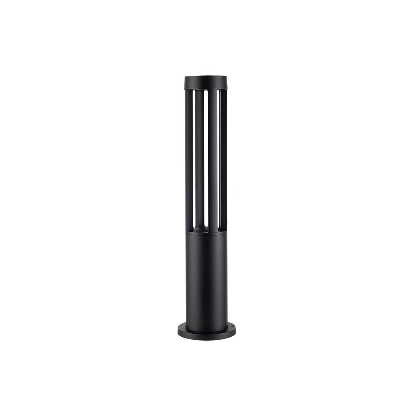 Black Cylindrical Solar Outdoor Post Light - Waterproof LED