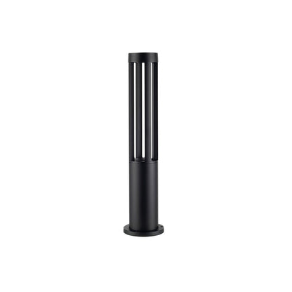 Black Cylindrical Solar Outdoor Post Light - Waterproof LED