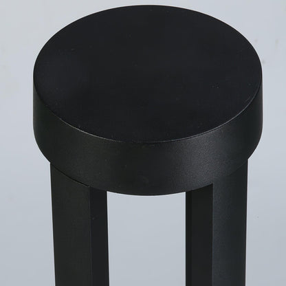 Black Cylindrical Solar Outdoor Post Light - Waterproof LED
