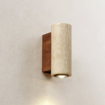 Blend Plug-in Wall Sconce with LED, Dimmable, Travertine