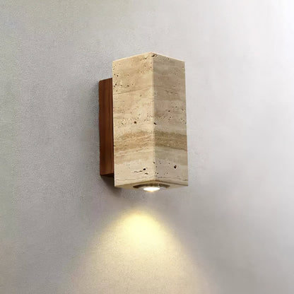 Blend Plug-in Wall Sconce with LED, Dimmable, Travertine