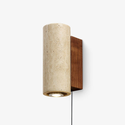 Blend Plug-in Wall Sconce with LED, Dimmable, Travertine