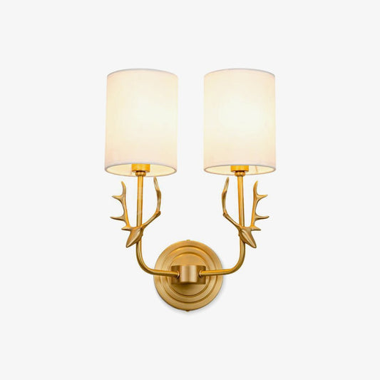 Brass Deer Head Wall Light with LED Lampshade for Indoor Use