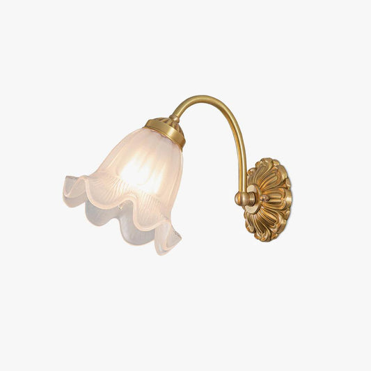 Brass Floral Glass Sconce - Elegant Wall Light Fixture