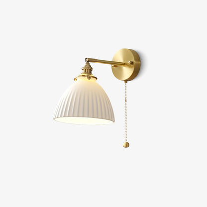 Brass Pleated Ceramic Wall Lamp - Modern Indoor Lighting