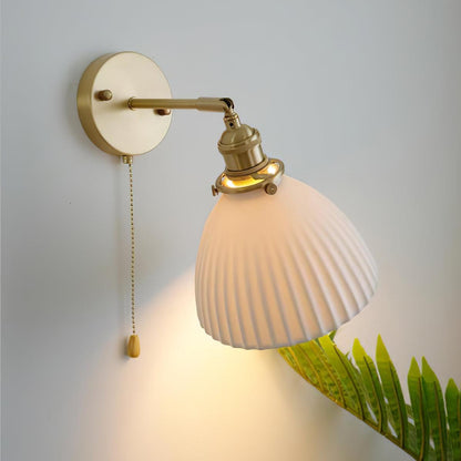 Brass Pleated Ceramic Wall Lamp - Modern Indoor Lighting