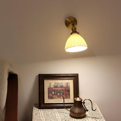Brass Pleated Ceramic Wall Lamp - Modern Indoor Lighting