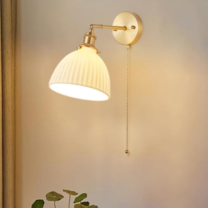 Brass Pleated Ceramic Wall Lamp - Modern Indoor Lighting