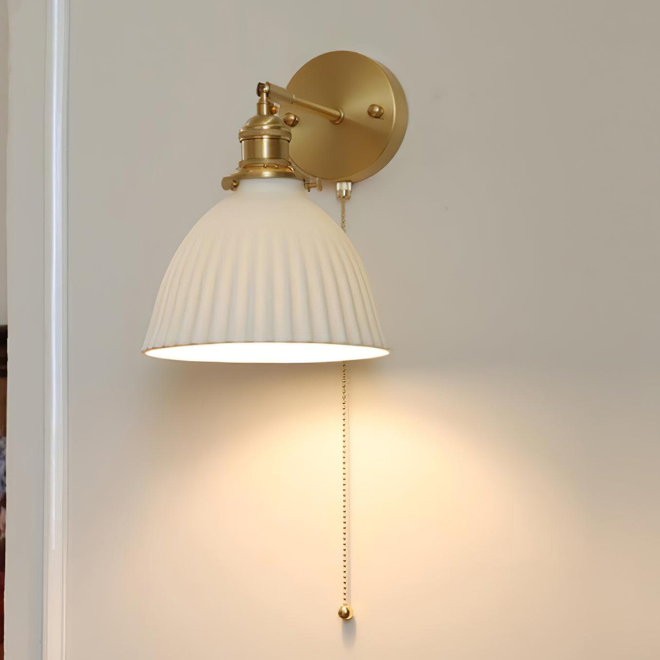 Brass Pleated Ceramic Wall Lamp - Modern Indoor Lighting