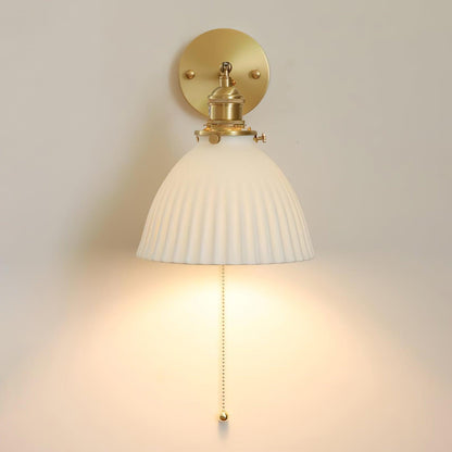 Brass Pleated Ceramic Wall Lamp - Modern Indoor Lighting