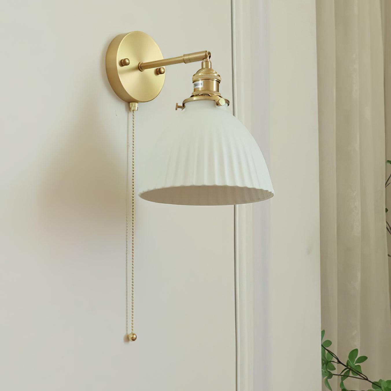 Brass Pleated Ceramic Wall Lamp - Modern Indoor Lighting