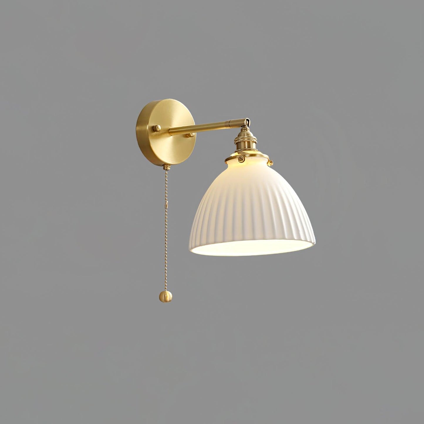 Brass Pleated Ceramic Wall Lamp - Modern Indoor Lighting