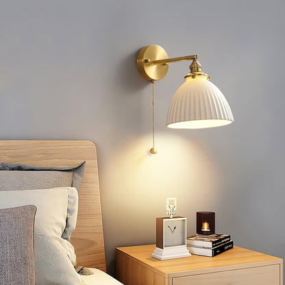Brass Pleated Ceramic Wall Lamp - Modern Indoor Lighting