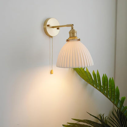 Brass Pleated Ceramic Wall Lamp - Modern Indoor Lighting