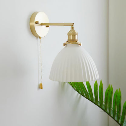 Brass Pleated Ceramic Wall Lamp - Modern Indoor Lighting