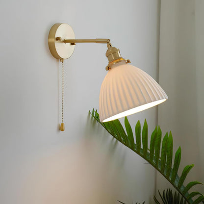 Brass Pleated Ceramic Wall Lamp - Modern Indoor Lighting