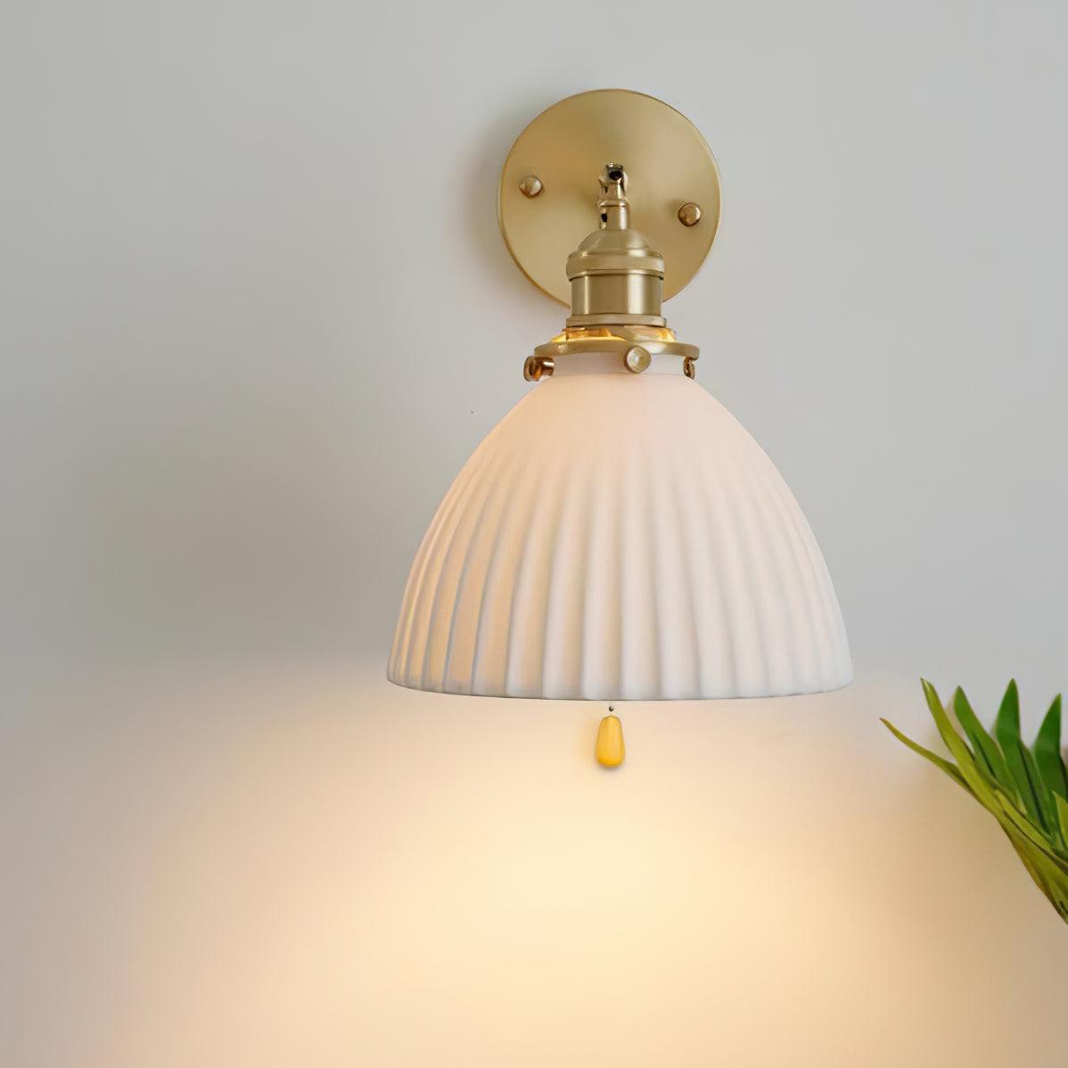 Brass Pleated Ceramic Wall Lamp - Modern Indoor Lighting