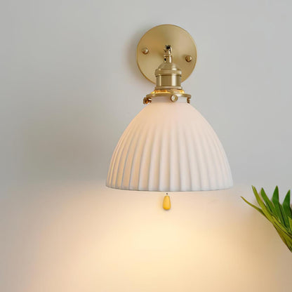 Brass Pleated Ceramic Wall Lamp - Modern Indoor Lighting