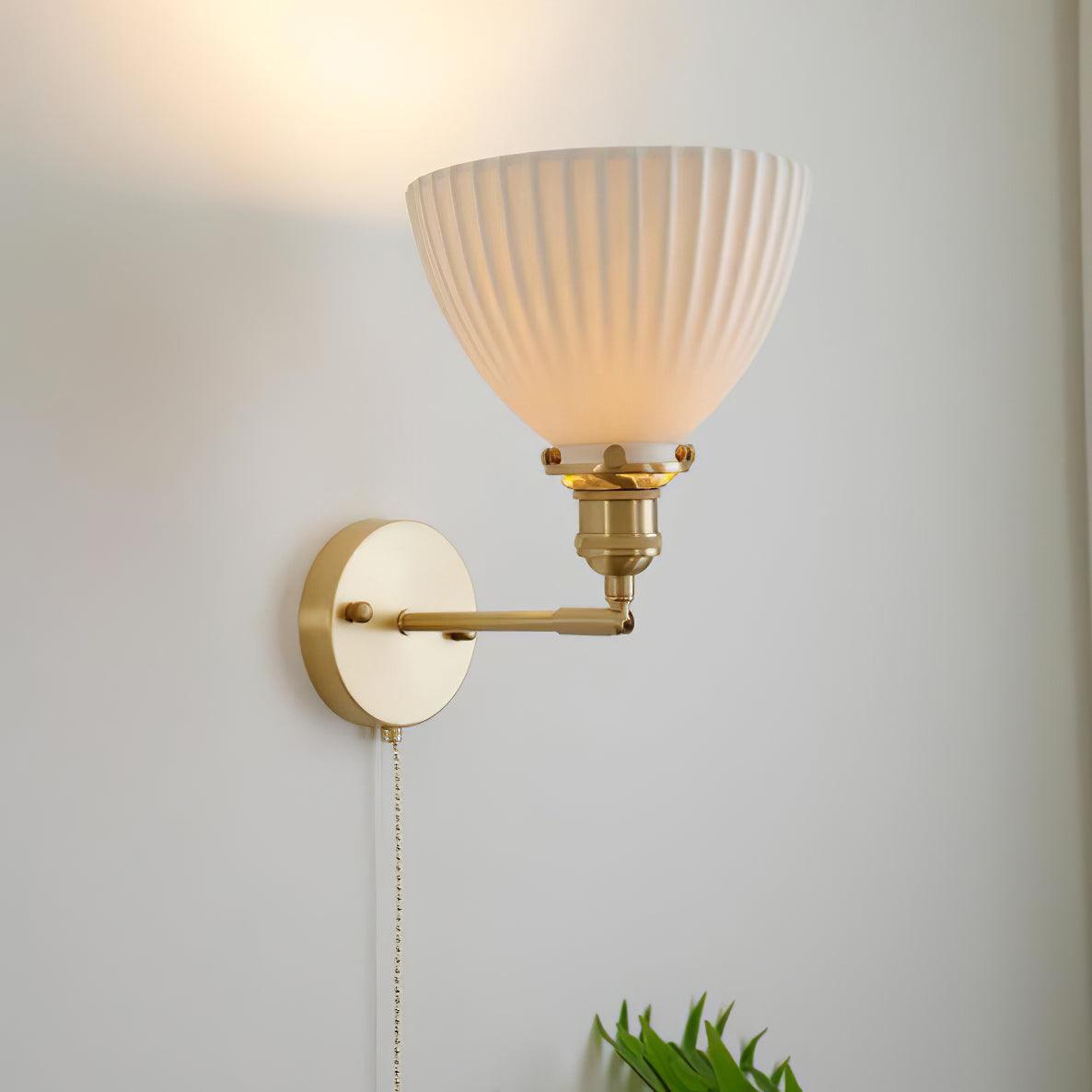 Brass Pleated Ceramic Wall Lamp - Modern Indoor Lighting