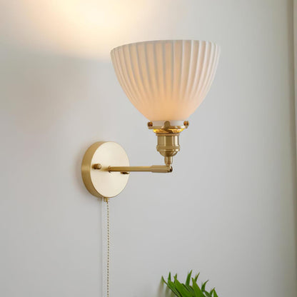 Brass Pleated Ceramic Wall Lamp - Modern Indoor Lighting