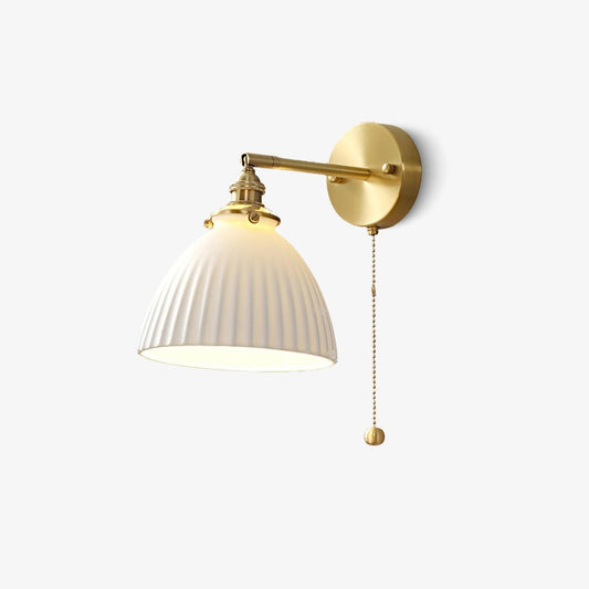 Brass Pleated Ceramic Wall Lamp - Modern Indoor Lighting