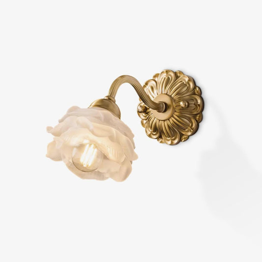 Brass Rose Wall Light - Elegant LED Indoor Fixture Set of 2