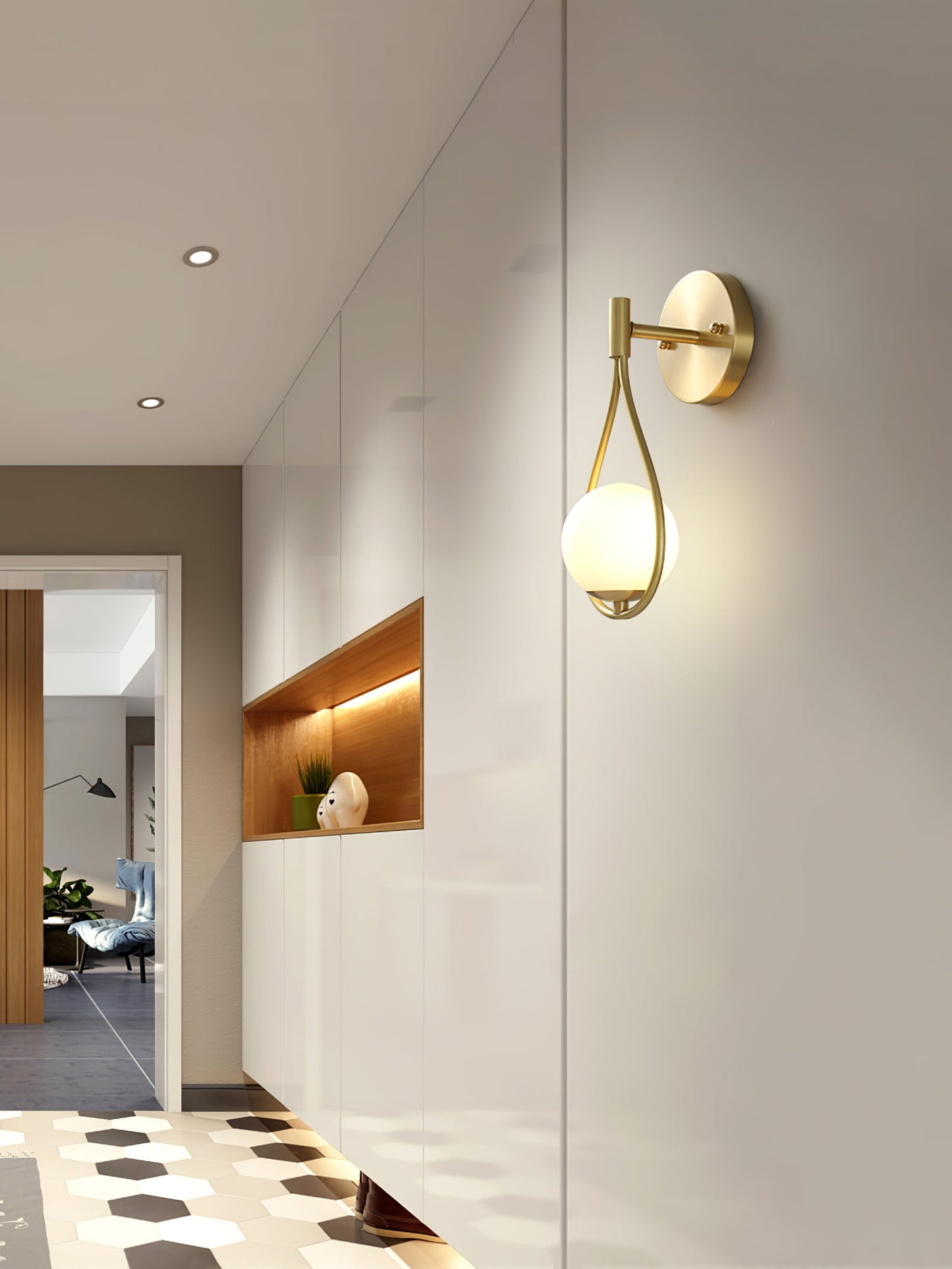 Brass Vanity Wall Lamp with LED Light - Retro Style