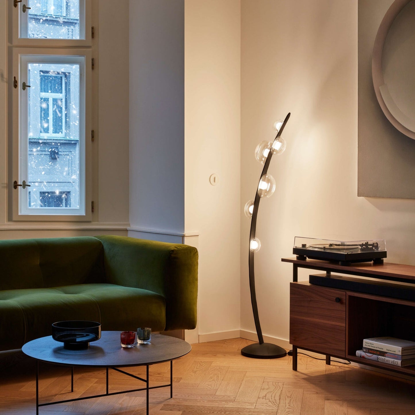 Bubbles Glass Floor Lamp with Integrated LED Warm Light
