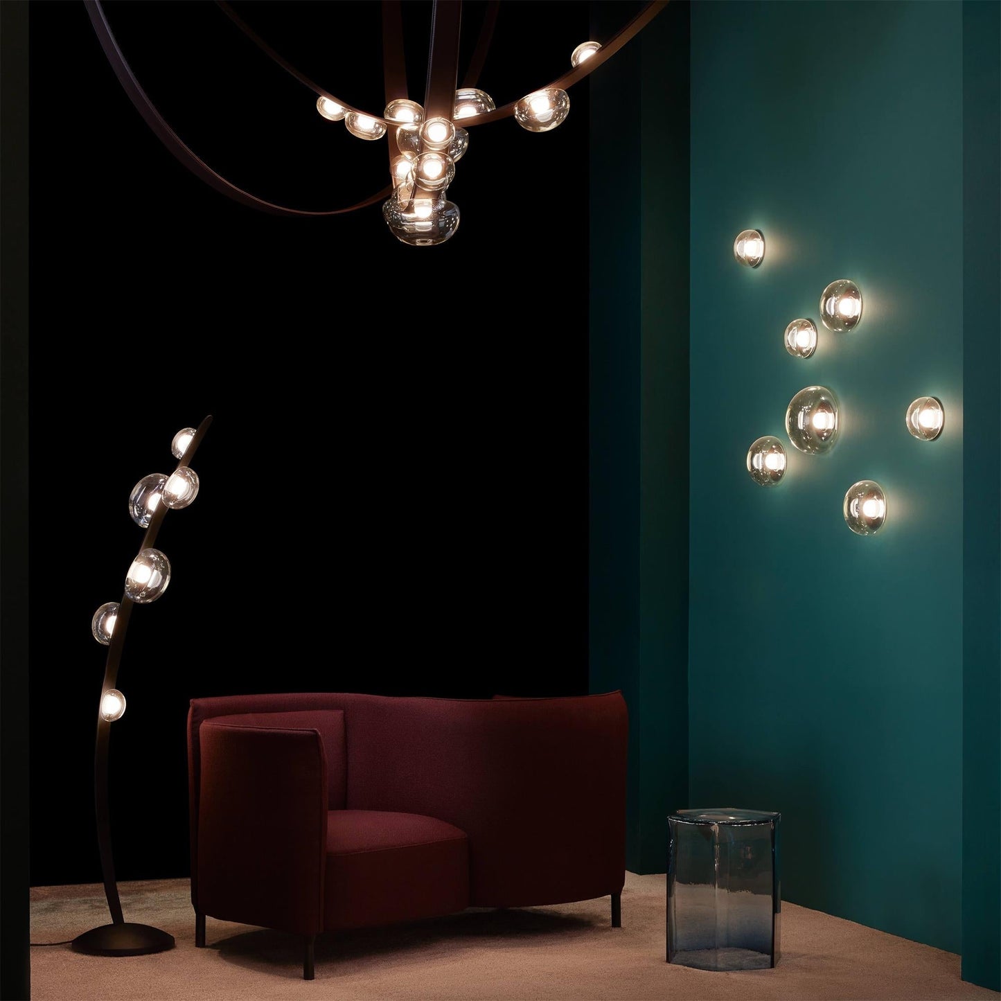 Bubbles Glass Floor Lamp with Integrated LED Warm Light