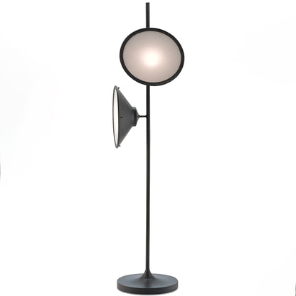 Bulat Floor Lamp with LED, Antique Black, Frosted Glass