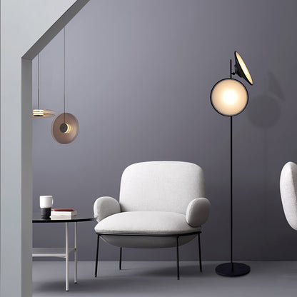 Bulat Floor Lamp with LED, Antique Black, Frosted Glass