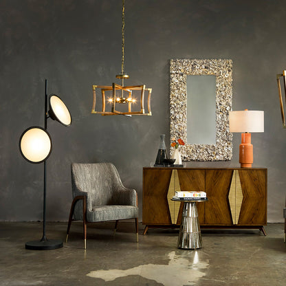 Bulat Floor Lamp with LED, Antique Black, Frosted Glass