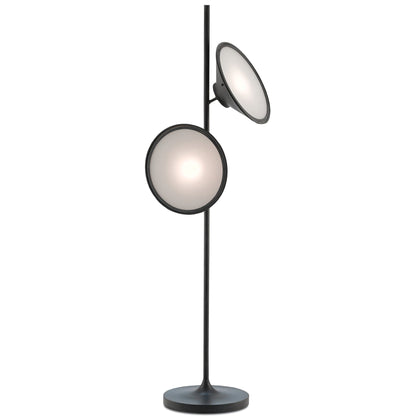 Bulat Floor Lamp with LED, Antique Black, Frosted Glass