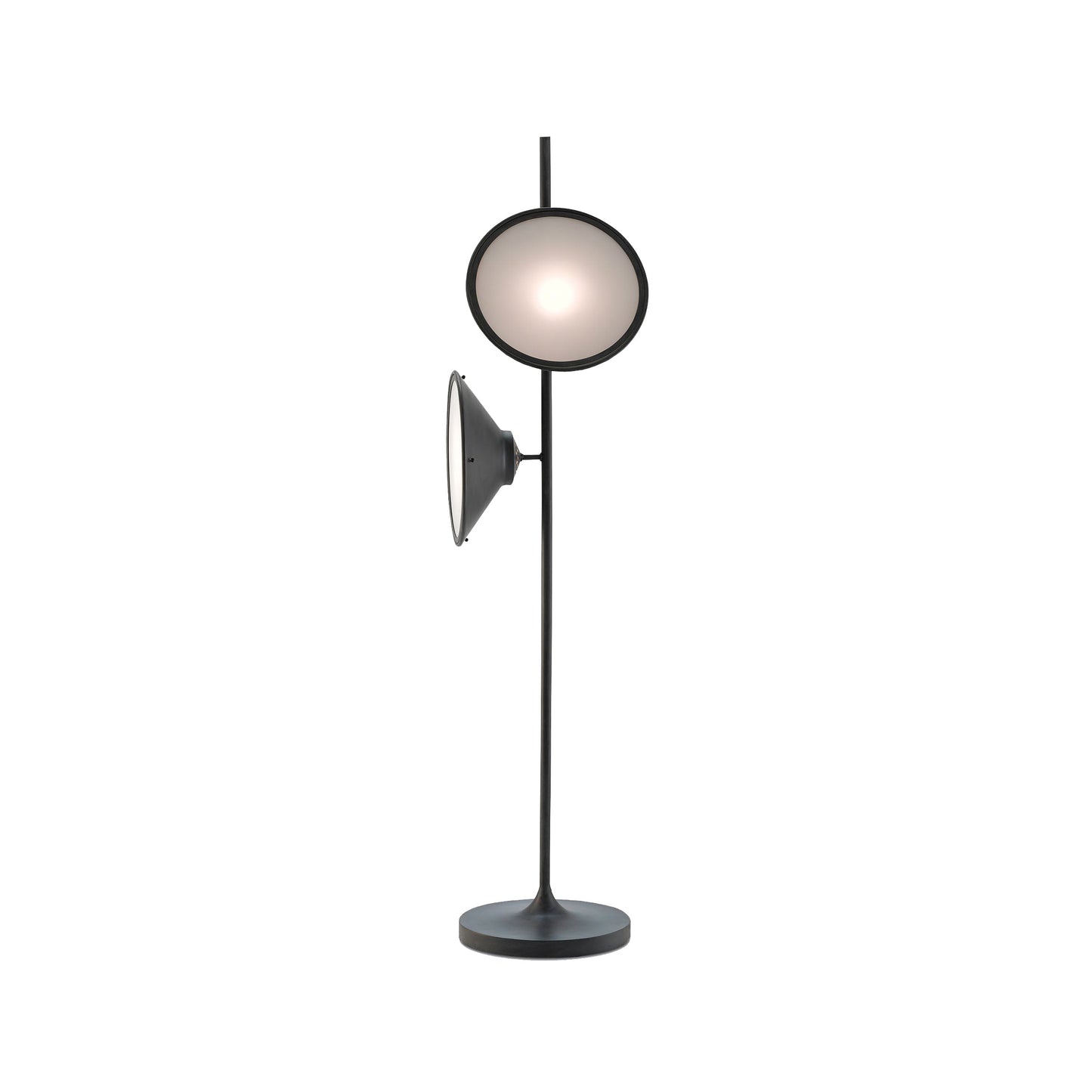 Bulat Floor Lamp with LED, Antique Black, Frosted Glass