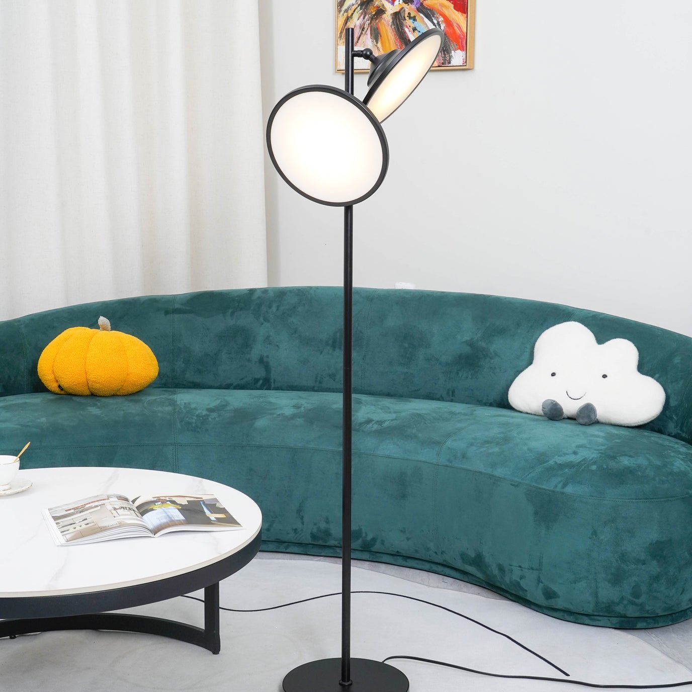 Bulat Floor Lamp with LED, Antique Black, Frosted Glass