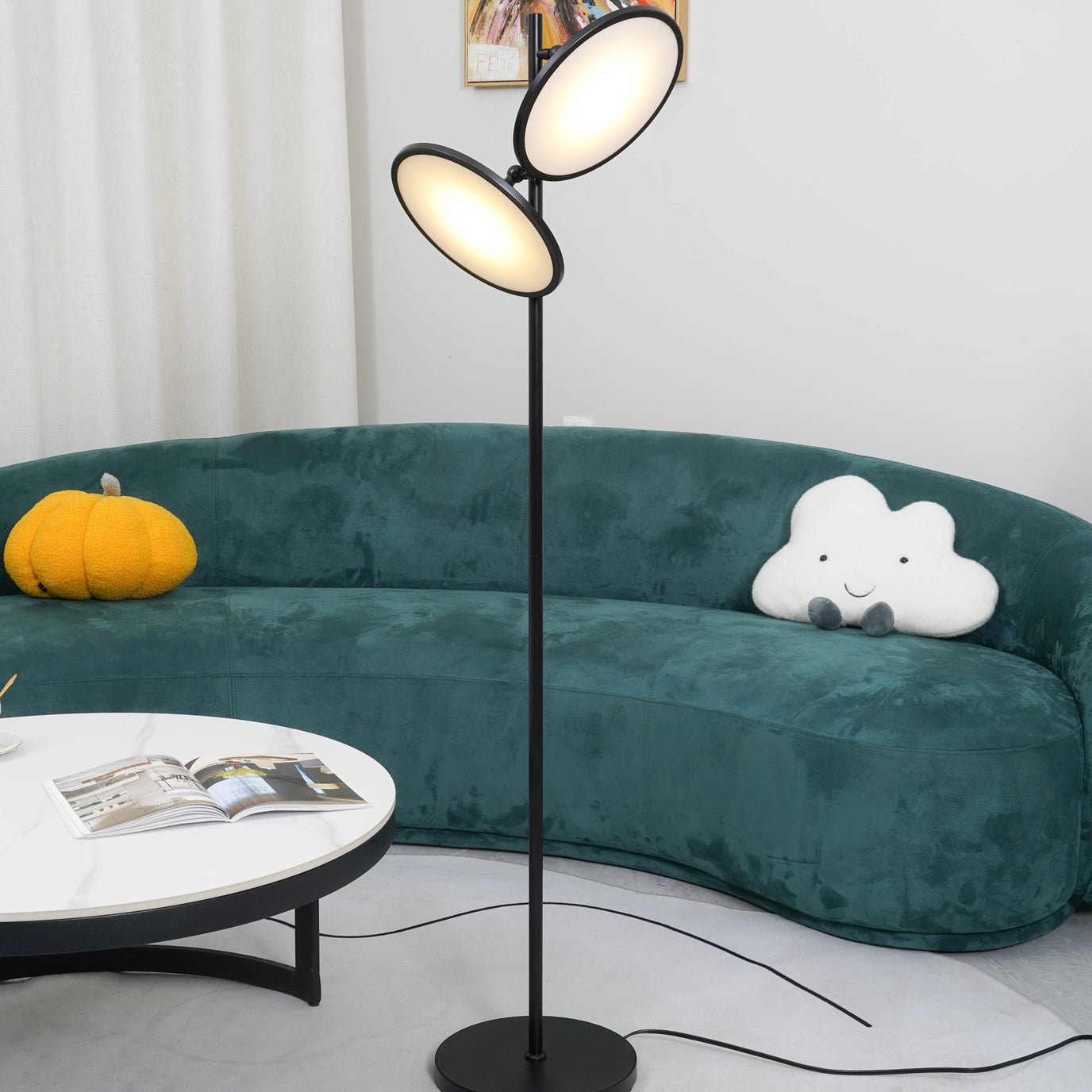 Bulat Floor Lamp with LED, Antique Black, Frosted Glass