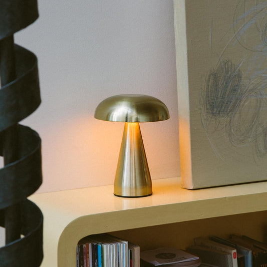 Portable Rechargeable Touch Lamp - Sleek Metal Design with Adjustable Lighting Brassy Gold