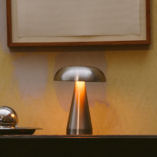 Portable Rechargeable Touch Lamp - Sleek Metal Design with Adjustable Lighting Aluminium